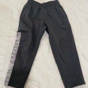 Nike Kids Black Joggers with Gray Camo Accent